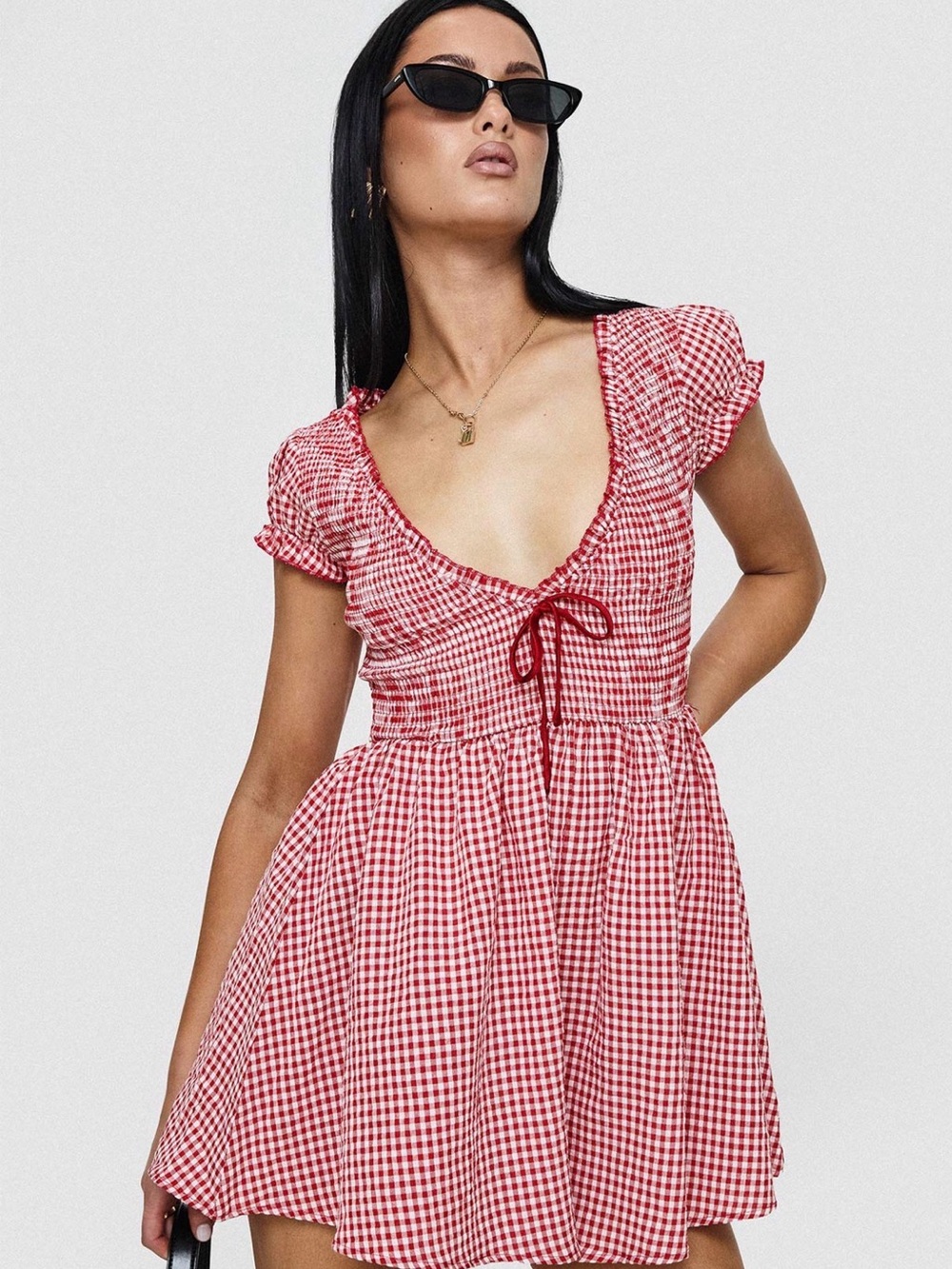 Princess Polly Wescott Red Gingham Romper Playsuit - Size 4 - EUC